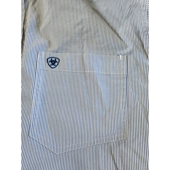 Ariat Pro Series Dayne Classic Fit Blue and White Striped Shirt-Medium - Picture 4 of 7